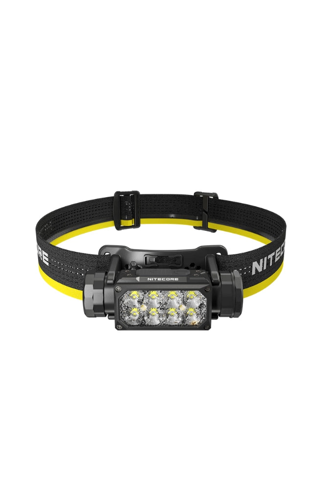 Nitecore HC65 UHE Stirnlampe mit 2000 Lumen – leistungsstarke Outdoor-Stirnlampe im Freisteller.
