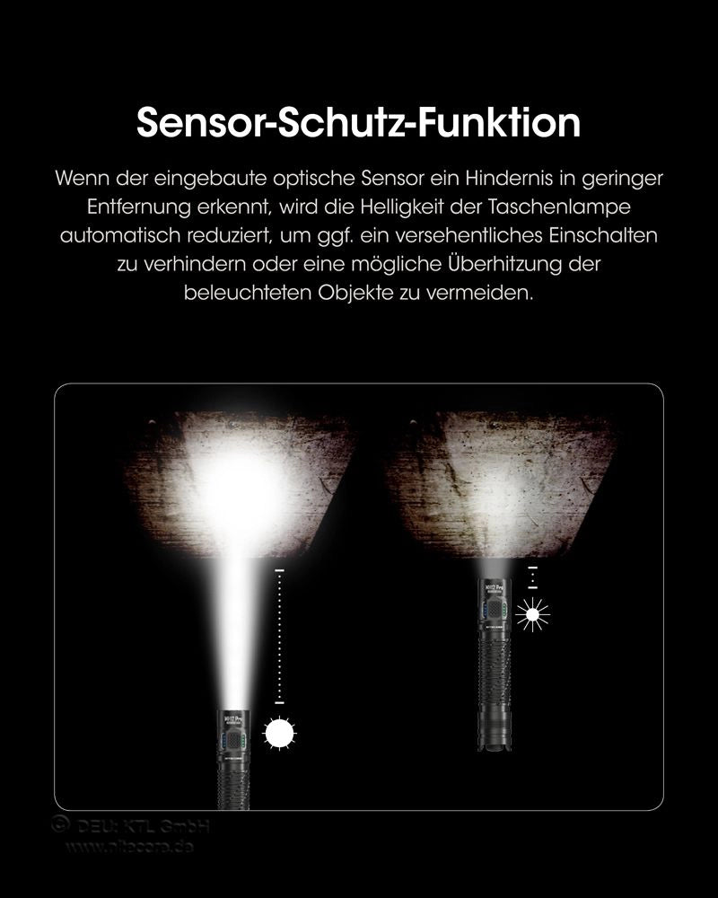 Nitecore MH12 Pro Sensor-Schutz-Funktion – dimmt bei nahen Hindernissen automatisch