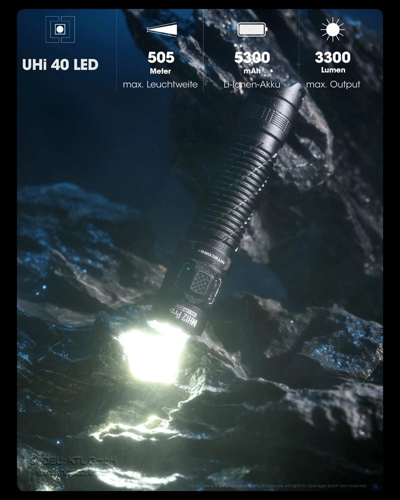 Nitecore MH12 Pro technische Daten – 3300 Lumen, 505 m Leuchtweite, 21700 Akku