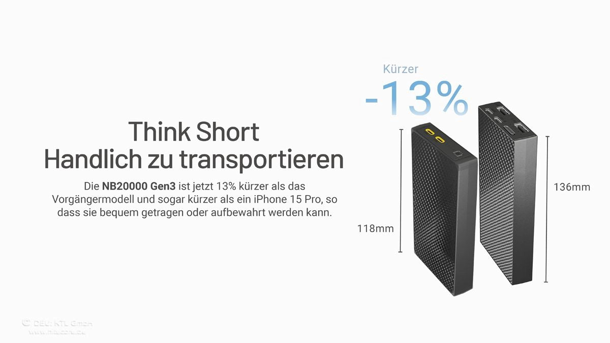 Nitecore NB20000 GEN3 Powerbank handlich und leicht zu transportieren