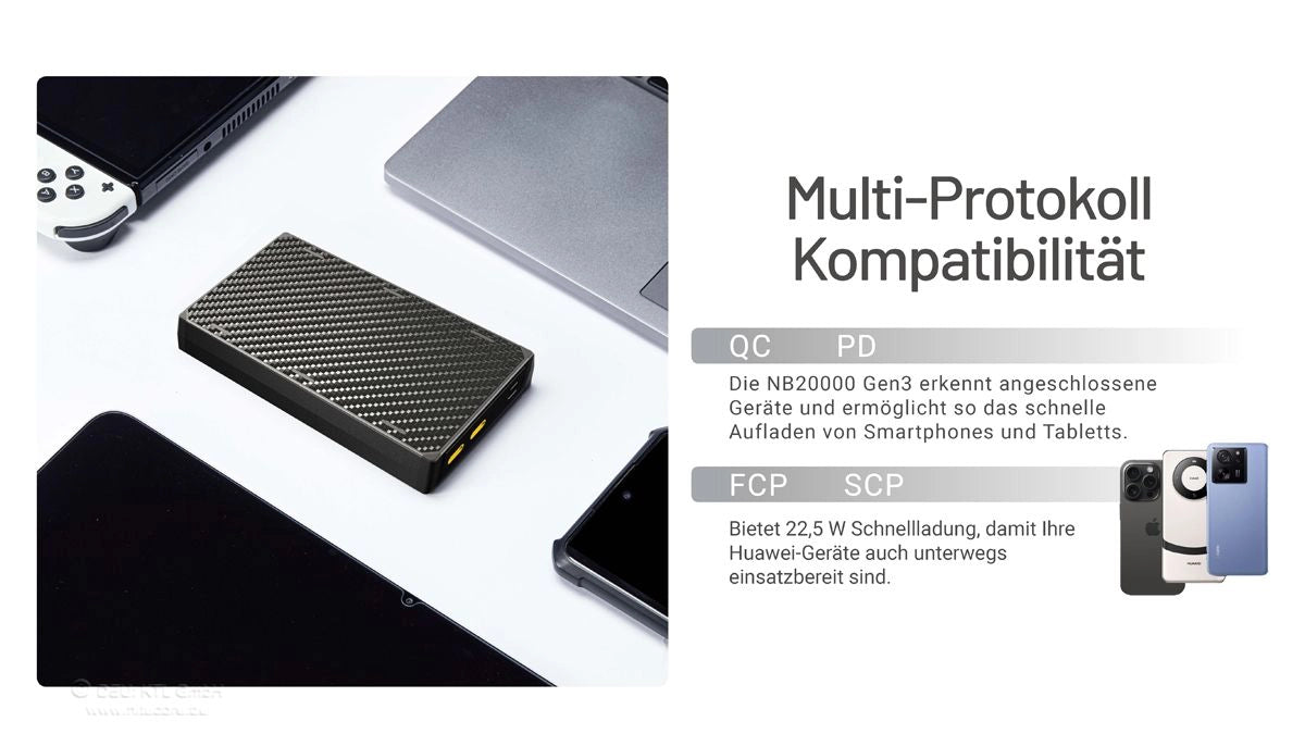 Nitecore NB20000 GEN3 Powerbank mit Multi-Protokoll Kompatibilität
