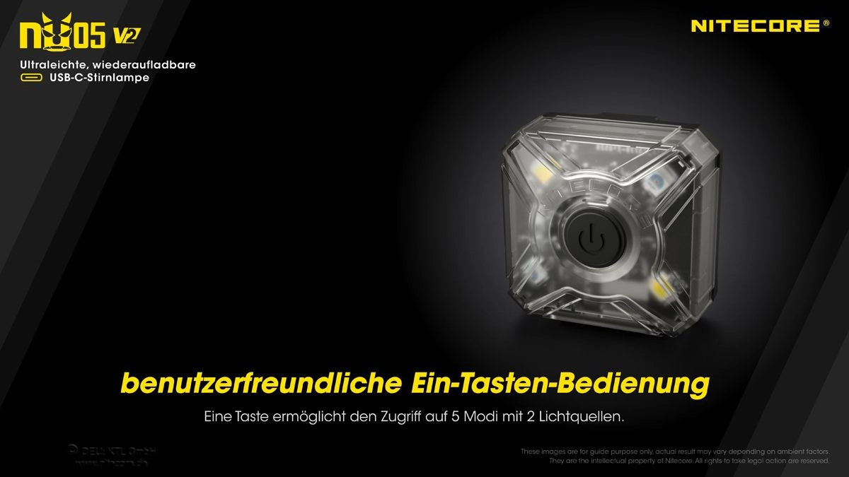 Nitecore NU05 V2 – benutzerfreundliche Ein-Tasten-Bedienung für Moduswechsel