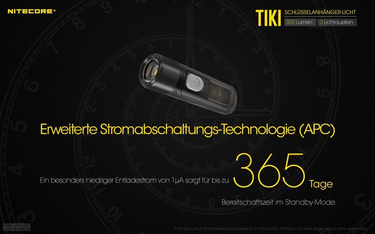 Nitecore TIKI APC-Technologie – stromsparende Abschaltung für längere Standby-Zeit