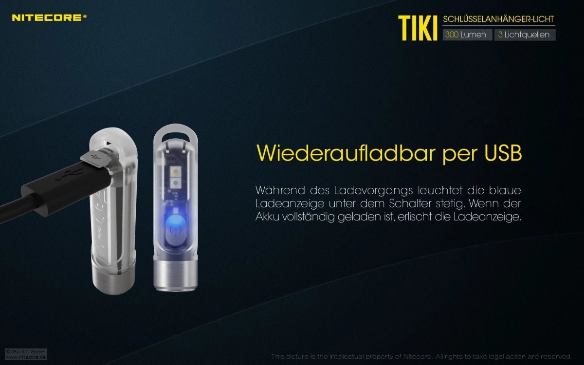 Nitecore TIKI USB-C Ladebuchse – bequemes Aufladen unterwegs