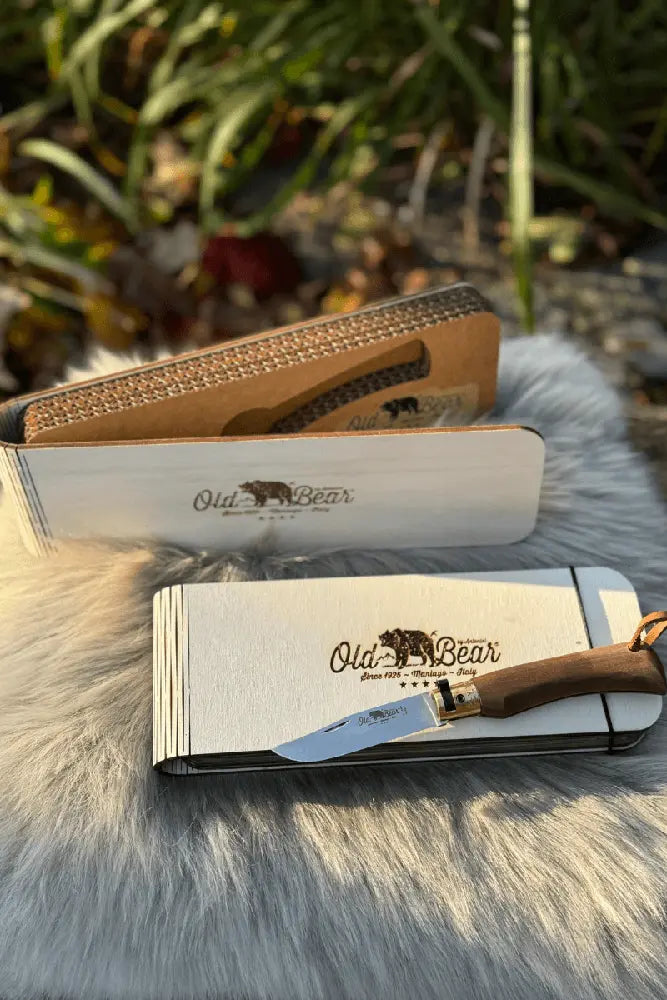 Old Bear Geschenkbox Holz Karton edle Box fuer Messer Geschenke