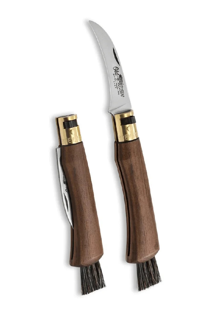 Old Bear Pilzmesser Walnussholz traditionelles Messer fuer Pilzsammler und Naturfreunde
