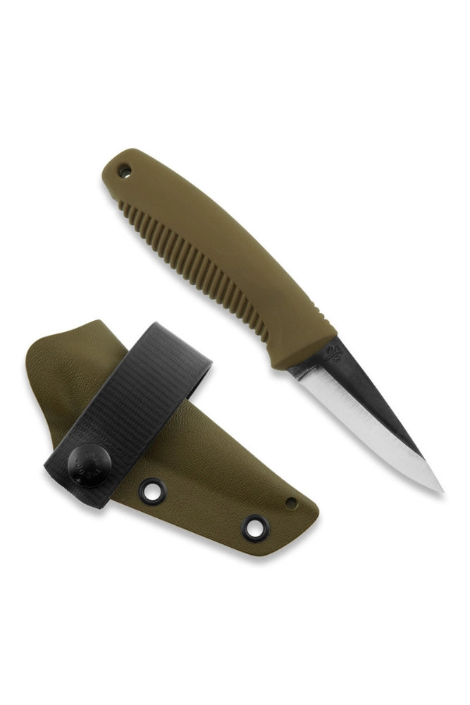 Peltonen M23 Ranger Cub coyote neben Kydex-Huelle Freisteller