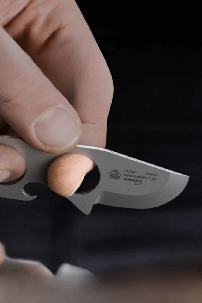 Puma Kartenbesteck Card Cutlery Tool kompaktes Bushcraft und Survival Werkzeug fuer Outdoor Camping und Notfallsets