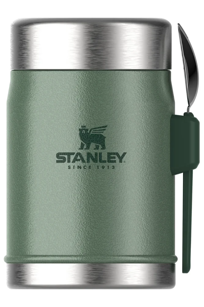 Stanley Classic Legendary Food Jar mit Spork in Hammertone Green – BPA-freier Edelstahl-Isolierbehälter als Freisteller für Outdoor und Camping