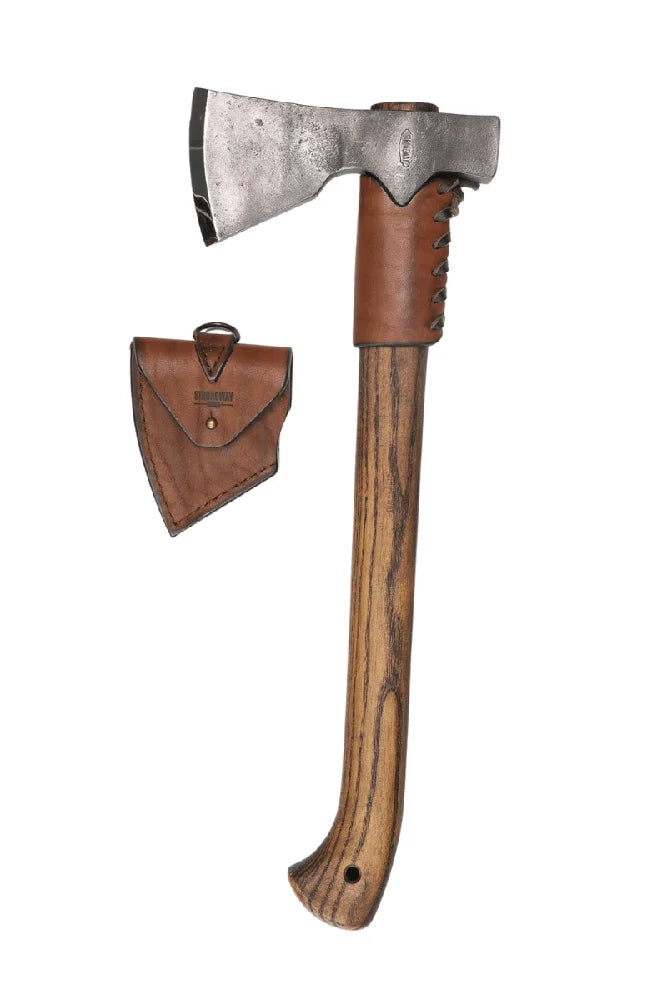 Strongway Tomahawk Axt mit Lederschild robuste Axt fuer Camping und Wildnis