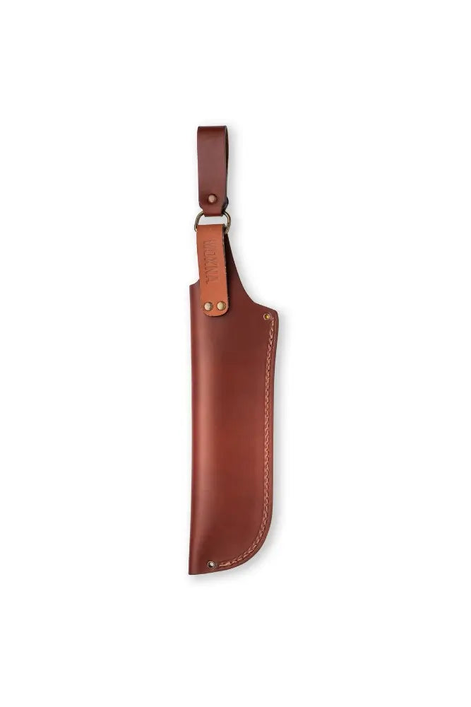 Detailaufnahme der Woxna Alfta Lederscheide 180 mm mit robusten Nähten